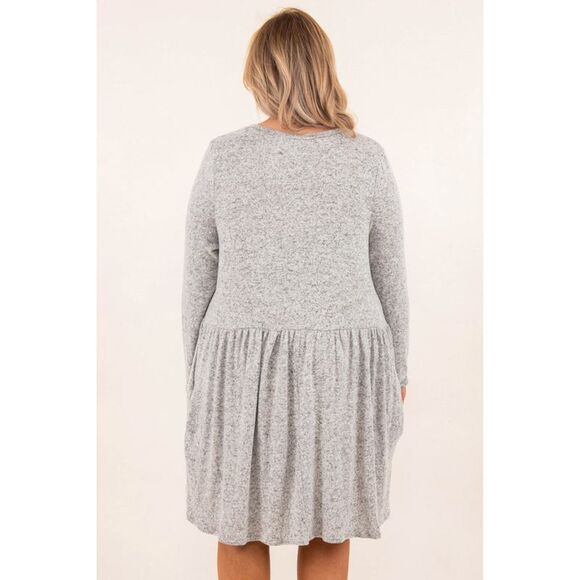 BEBOP Womens Gray Pullover Long Sleeve Short Baby Doll Dress XL - Picture 2 of 2